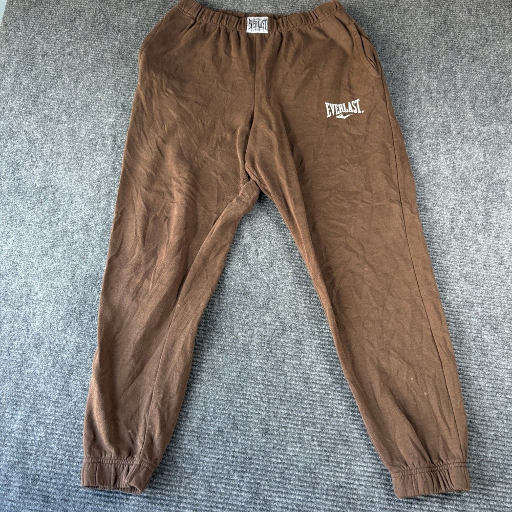Everlast Mens Brown Fleece Lined Jogger Sweatpants Large Relaxed Fit 4500